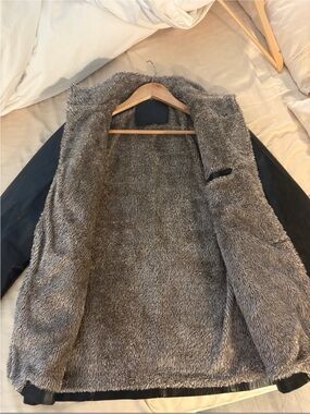 Men's Faux Fur Lined Leather Jacket - Gray